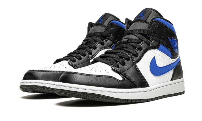 Air Jordan 1 Mid White Black Racer Blue, White/Racer Blue-Black (554724-140 / 554725-140)