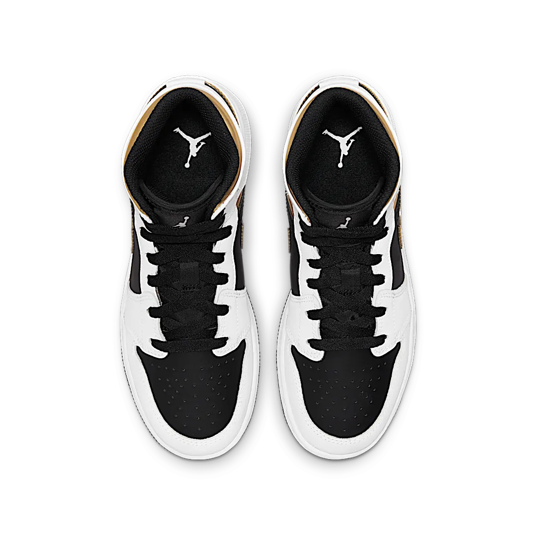 Air Jordan 1 Mid White Gold Black, White/Multi-Color-Black (554725-190)