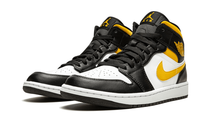 Air Jordan 1 Mid White Pollen Black, White/Black-Pollen (554724-177 / 554725-177)