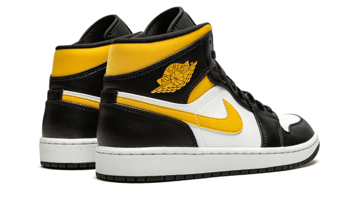 Air Jordan 1 Mid White Pollen Black, White/Black-Pollen (554724-177 / 554725-177)