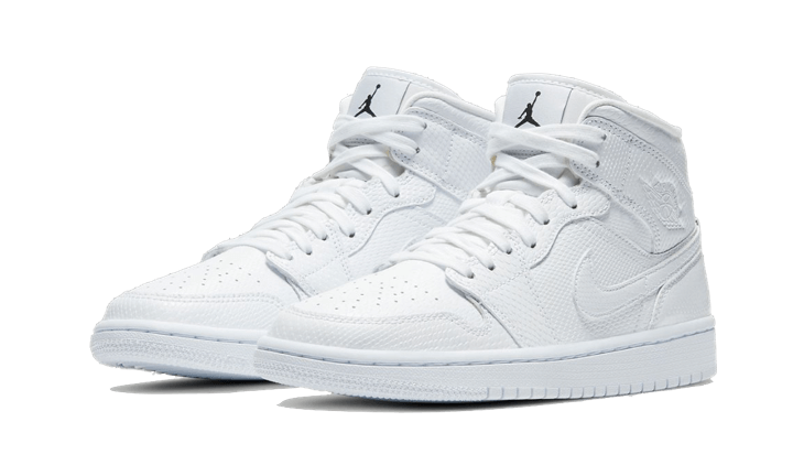 Air Jordan 1 Mid White Snakeskin, White/White-White (BQ6472-110)