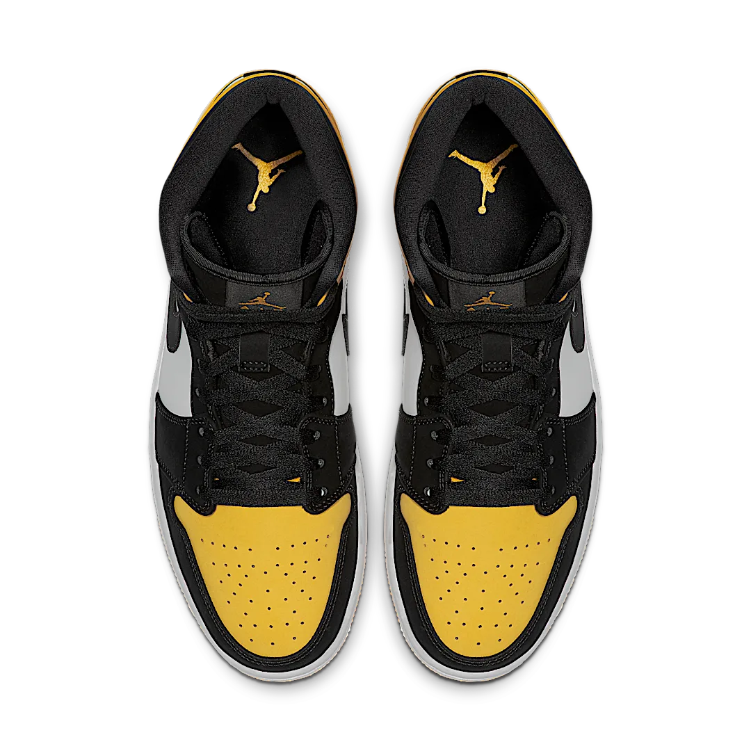 Air Jordan 1 Mid Yellow Toe Black, Black/Varsity Maize-White (852542-071)