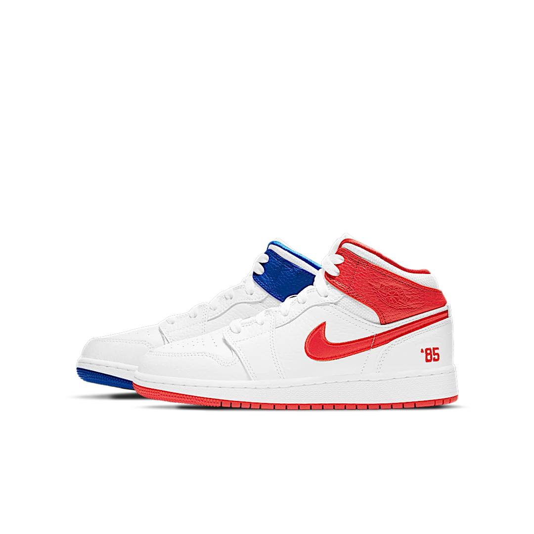 Air Jordan 1 Mid '85, White/Multi-Color-Chile Red (DH0200-100)