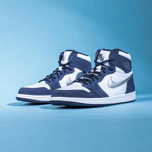 Air Jordan 1 Retro High CO.JP Midnight Navy (2020), White/Metallic Silver-Midnight Navy (DC1788-100)