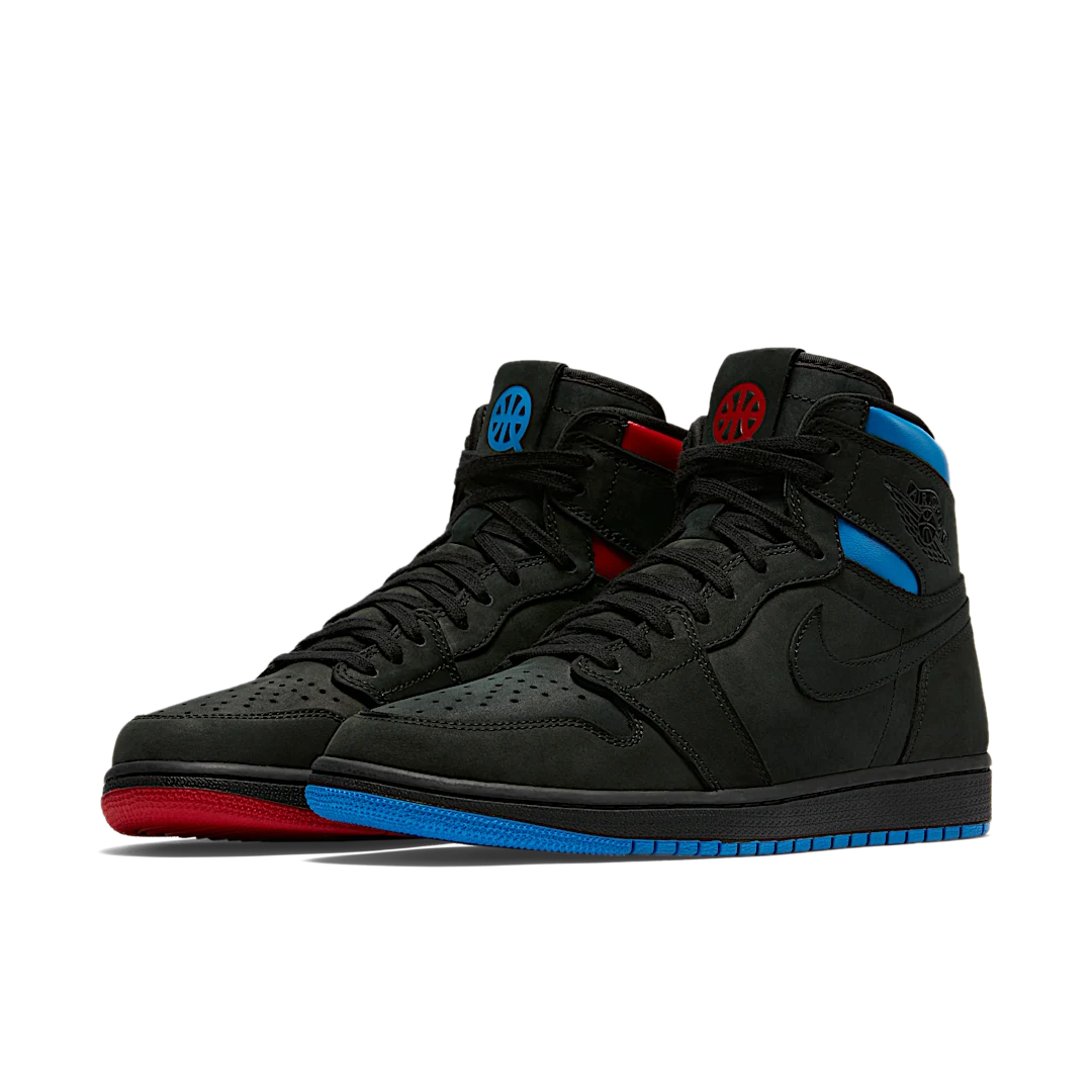 Air Jordan 1 Retro High OG Quai 54, Black/Italy Blue-University Red (AH1040-054)