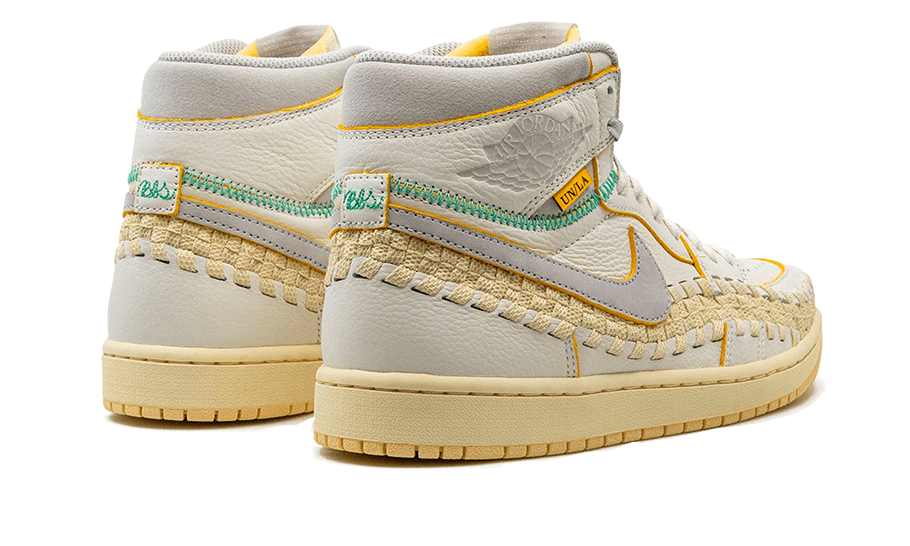 Air Jordan 1 Retro High OG SP Union LA Bephies Beauty Supply Summer of ‘96, Sail/Wolf Grey-Muslin-Pale Vanilla-Kinetic Green-University Gold (FD2565-100)