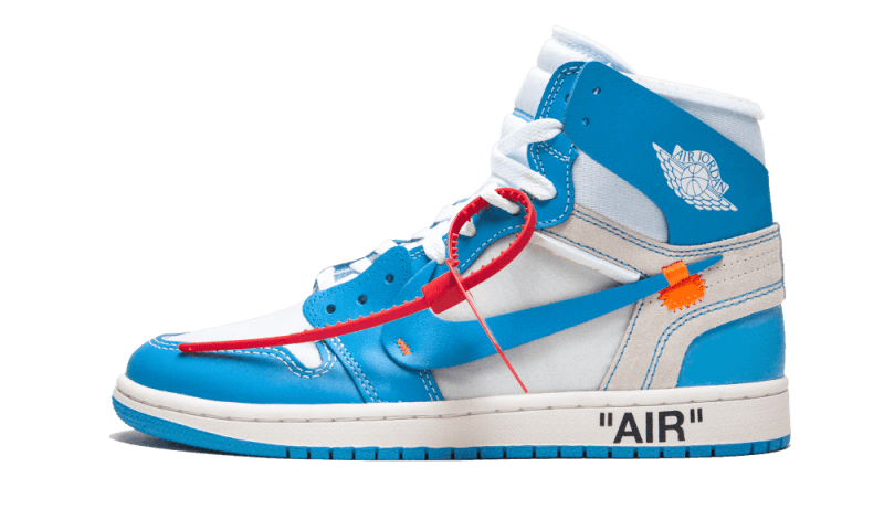 Air Jordan 1 Retro High Off-White University Blue, White/Dark Powder Blue-Cone (AQ0818-148)