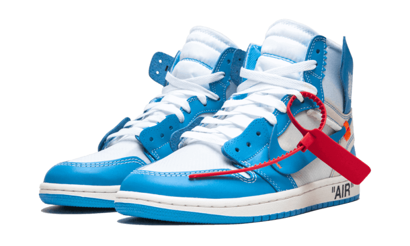 Air Jordan 1 Retro High Off-White University Blue, White/Dark Powder Blue-Cone (AQ0818-148)