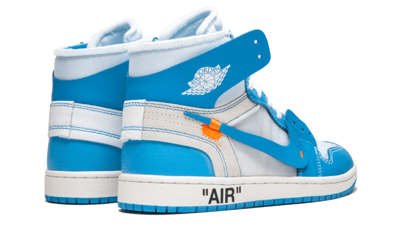 Air Jordan 1 Retro High Off-White University Blue, White/Dark Powder Blue-Cone (AQ0818-148)