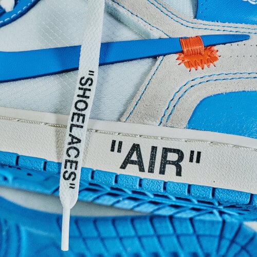 Air Jordan 1 Retro High Off-White University Blue, White/Dark Powder Blue-Cone (AQ0818-148)