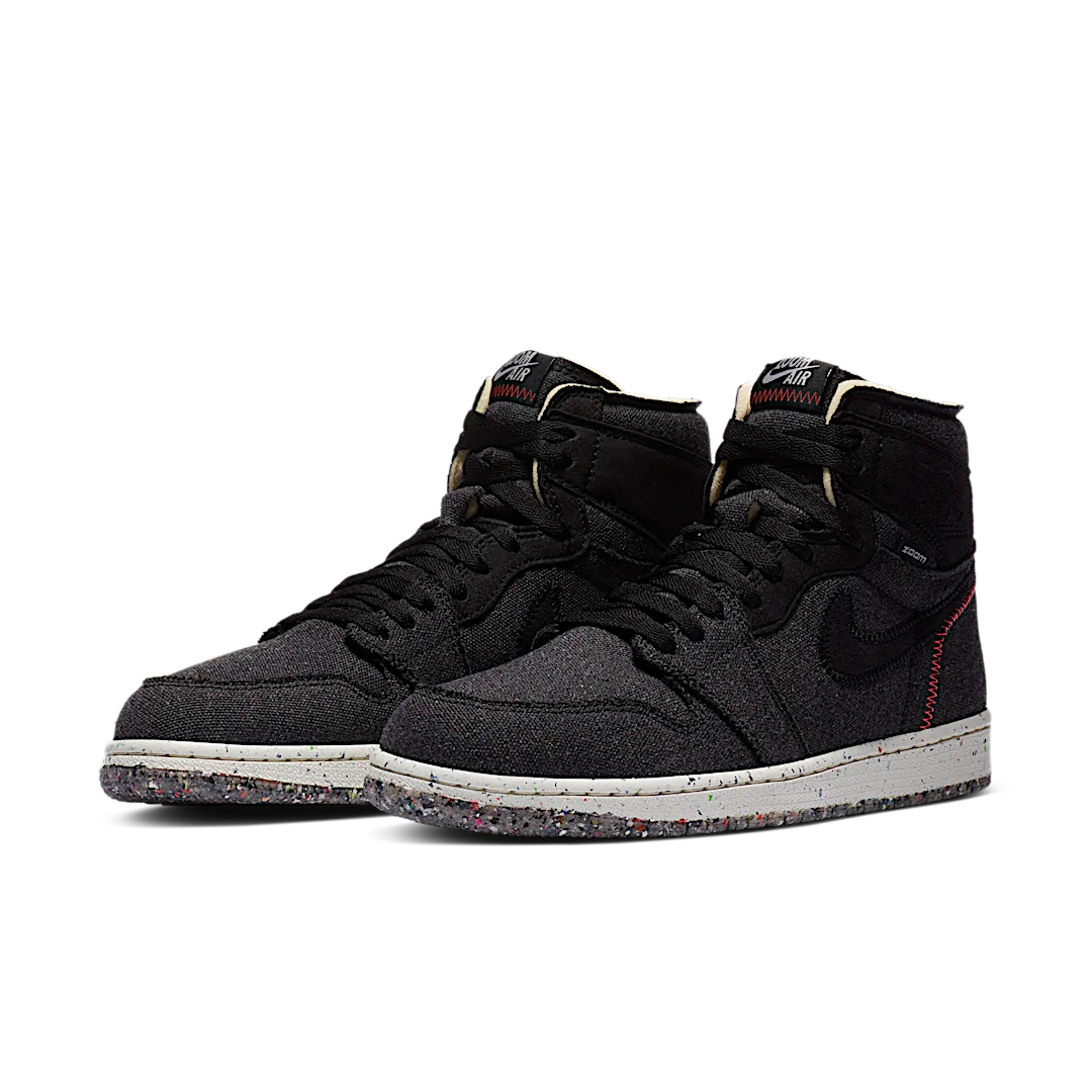 Air Jordan 1 Retro High Zoom Crater, Black/Wolf Grey-Flash Crimson (CW2414-001)