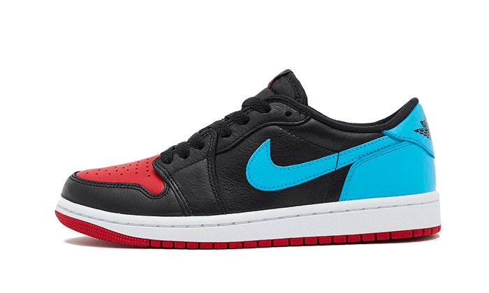 Air Jordan 1 Retro Low OG NC to Chi, Black/Dark Powder Blue-Gym Red (CZ0775-046)