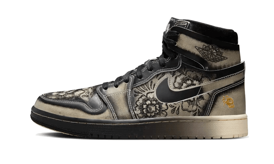 Air Jordan 1 High Zoom Air CMFT 2 Día De Muertos, Black/Black/Pale Ivory (FQ8155-010)