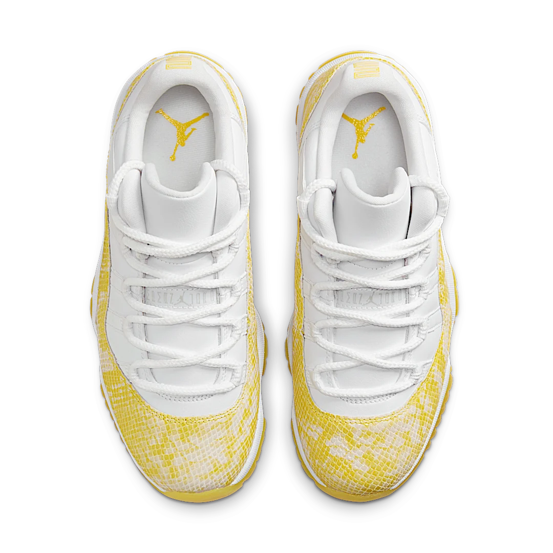 Air Jordan 11 Retro Low Yellow Snakeskin, White/Tour Yellow/Sail (AH7860-107)