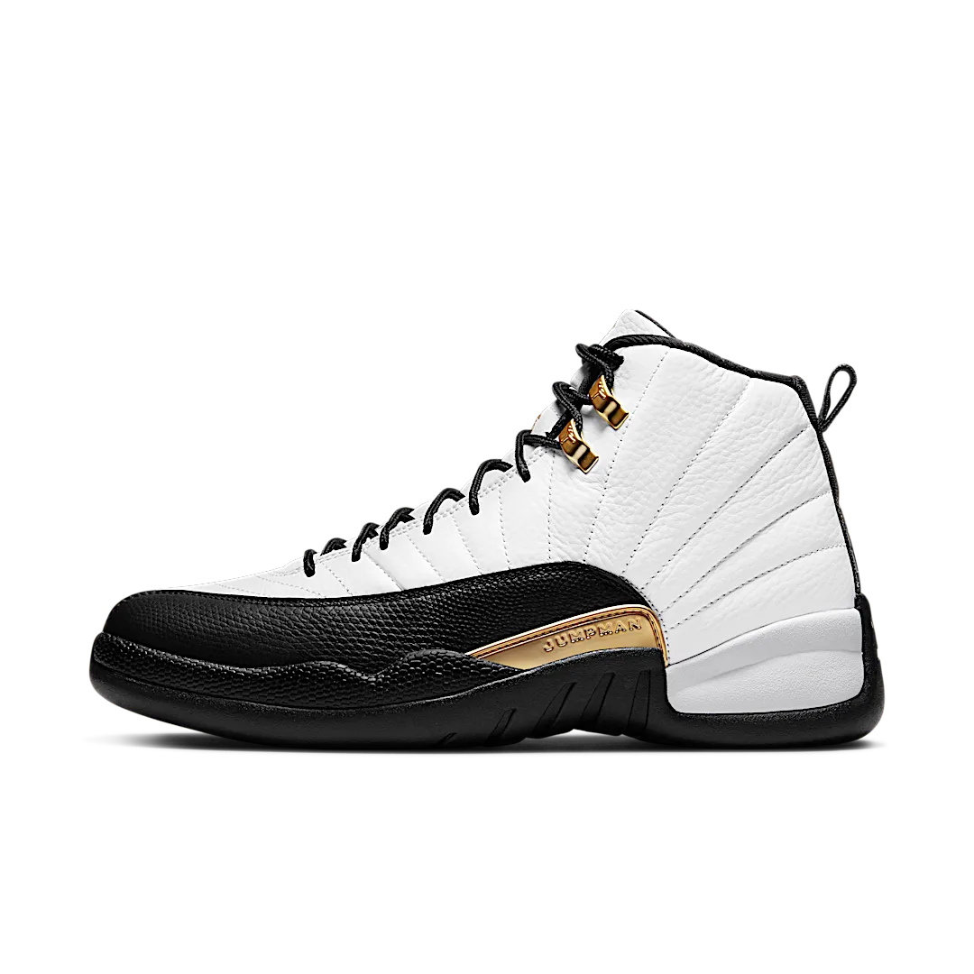 Air Jordan 12 Retro Royalty Taxi, White/Black-Metallic Gold (CT8013-170 / 153265-170)