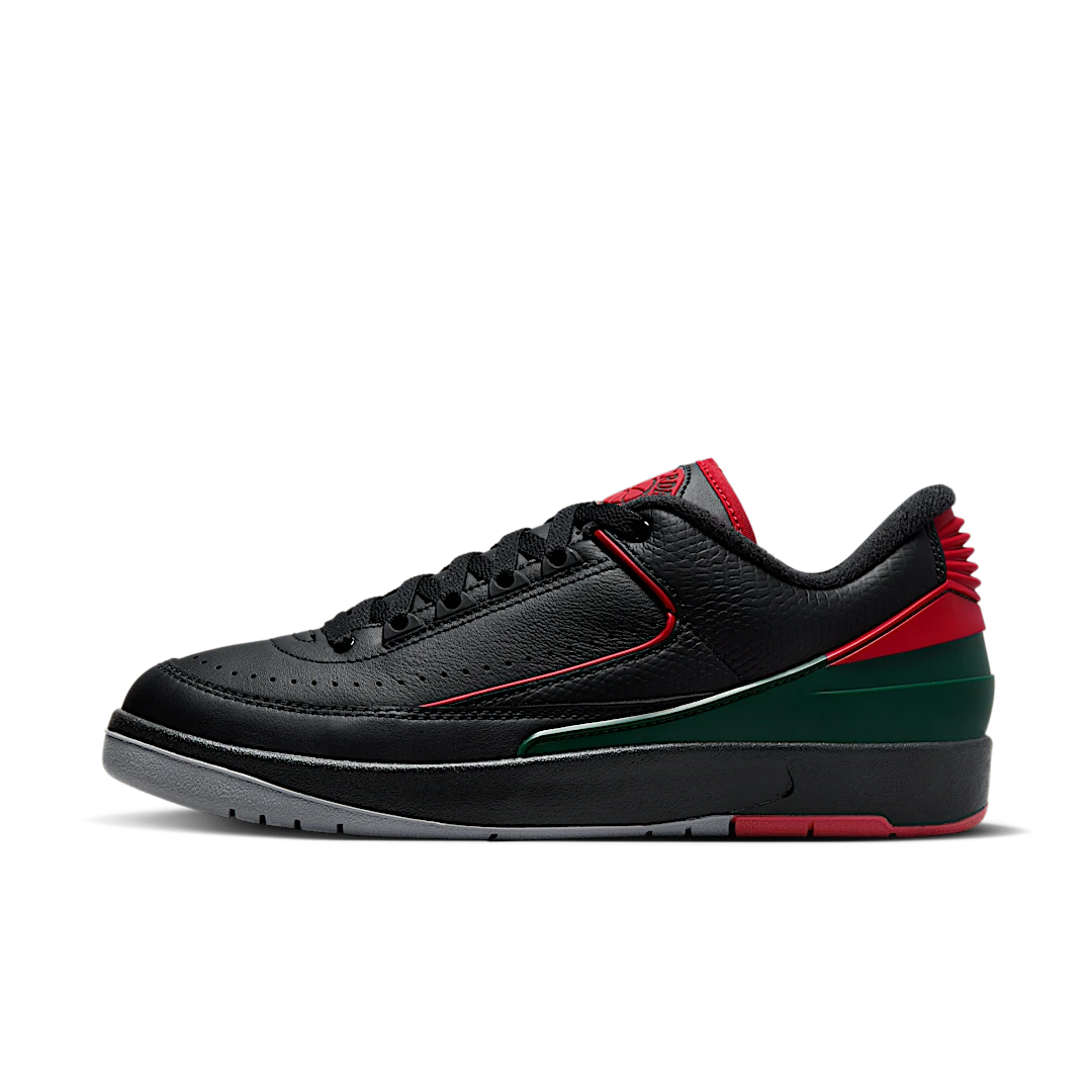 Air Jordan 2 Retro Low Christmas, Black/Fire Red/Cement Grey (DV9956-006)