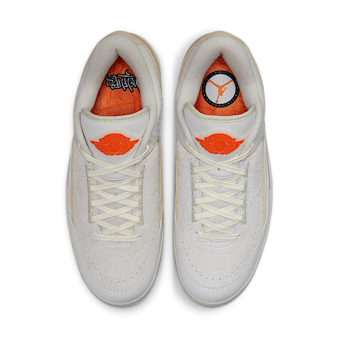 Air Jordan 2 Retro Low Shelflife, White/Sail-Light Bone-Bright Mandarin (DV7128-110)