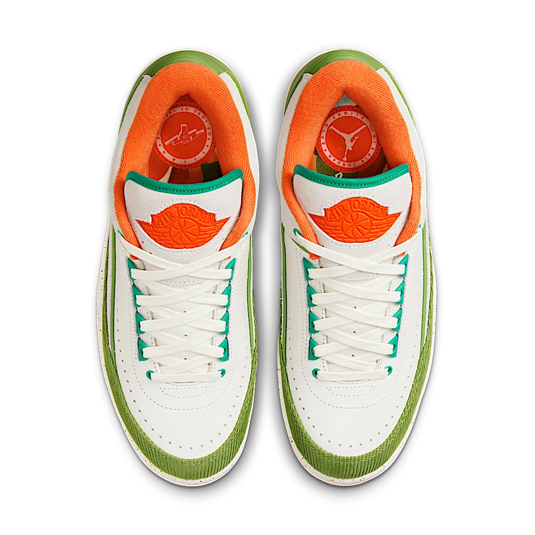 Air Jordan 2 Retro Low TITAN, Sail/Safety Orange/Chlorophyll/Coconut Milk (DV6206-183)