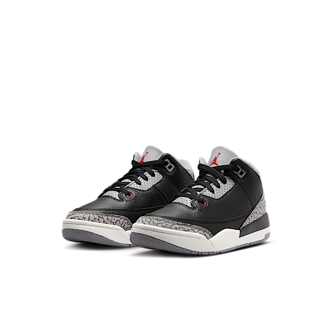 Air Jordan 3 Retro Black Cement (2024) (PS), Black/Fire Red/Cement Grey/Sail (DM0966-010)