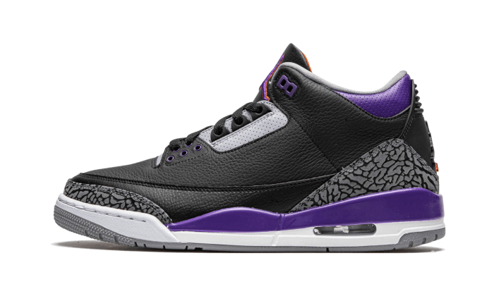 Air Jordan 3 Retro Black Court Purple, Black/Cement Grey-White-Court Purple (CT8532-050)