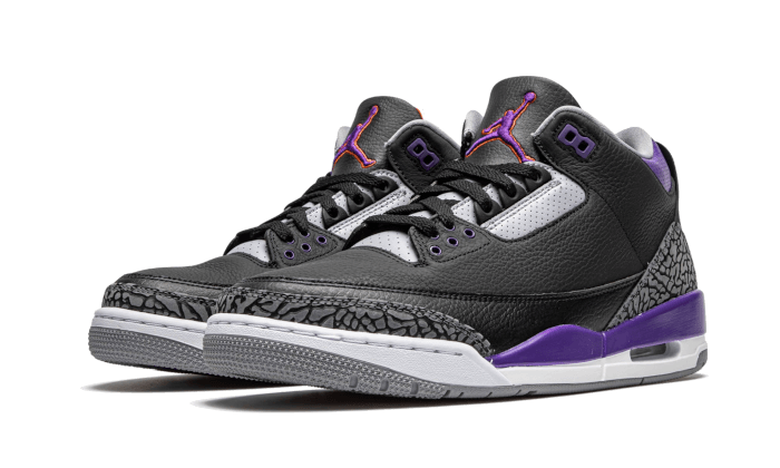 Air Jordan 3 Retro Black Court Purple, Black/Cement Grey-White-Court Purple (CT8532-050)