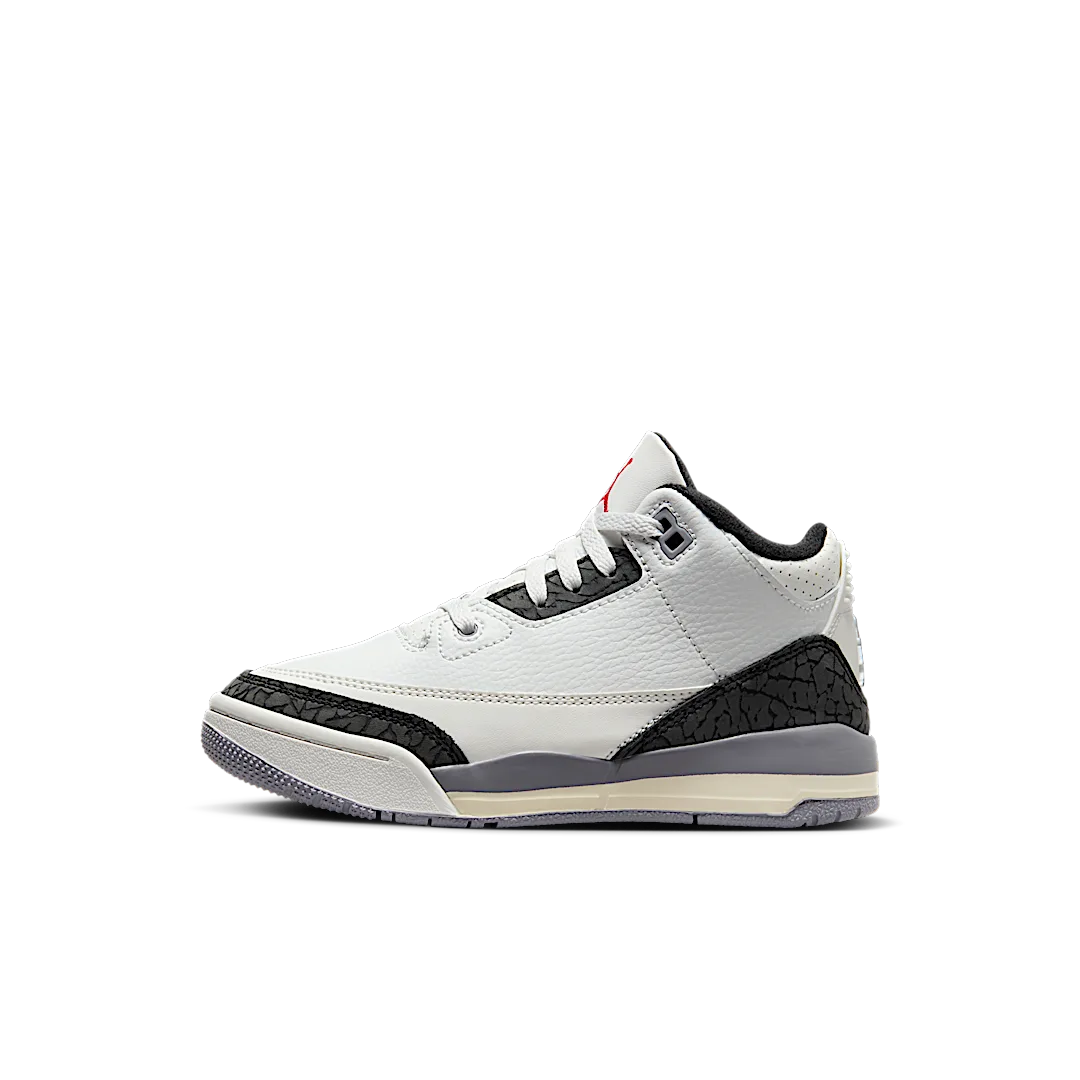 Air Jordan 3 Retro Cement Grey (PS), Summit White/Fire Red/Cement Grey/Black (DM0966-106)