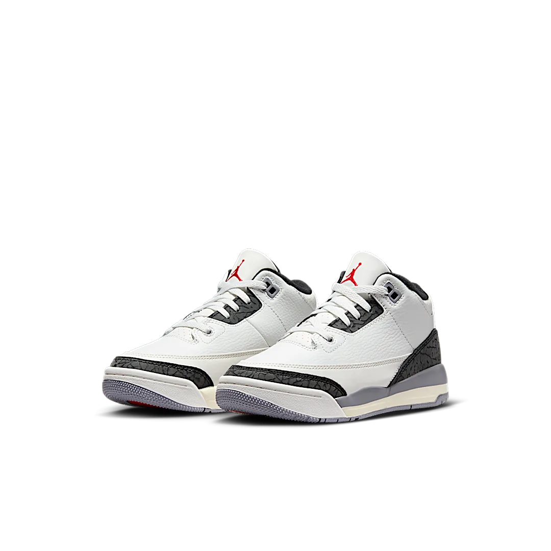 Air Jordan 3 Retro Cement Grey (PS), Summit White/Fire Red/Cement Grey/Black (DM0966-106)