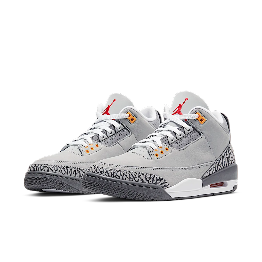 Air Jordan 3 Retro Cool Grey (2021), Silver/Light Graphite-Orange Peel-Sport Red (CT8532-012)