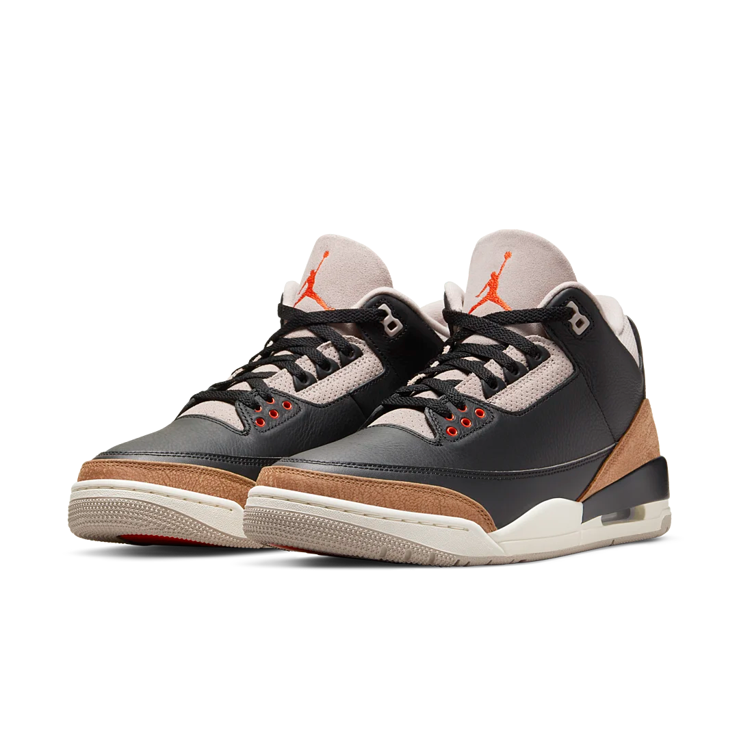 Air Jordan 3 Retro Desert Elephant, Black/Rush Orange/Fossil Stone/Sail (CT8532-008)