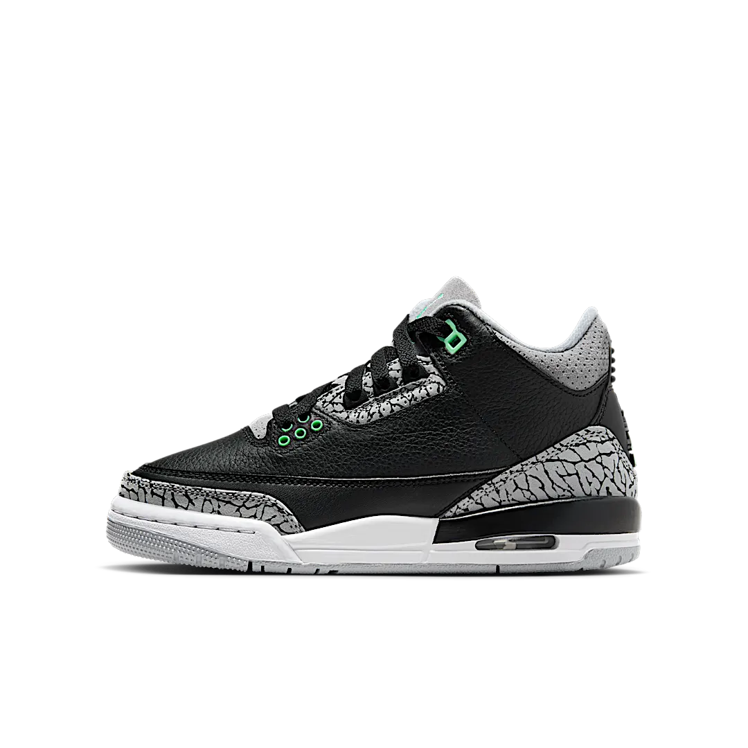 Air Jordan 3 Retro Green Glow, Black/Green Glow/Wolf Grey/White (DM0967-031)