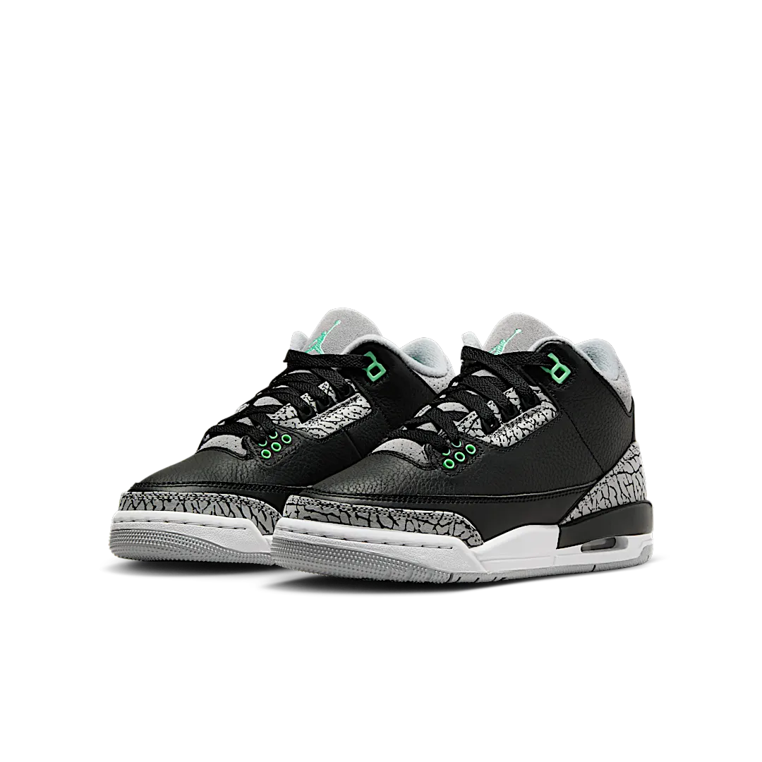 Air Jordan 3 Retro Green Glow, Black/Green Glow/Wolf Grey/White (DM0967-031)