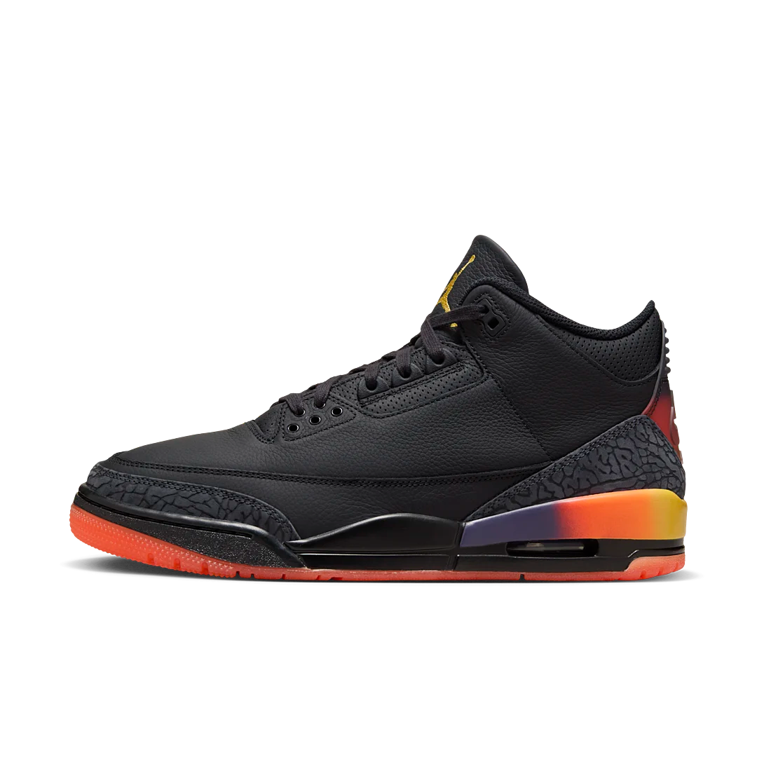 Air Jordan 3 Retro J Balvin Rio, Black/Solar Flare/Total Crimson Abyss (FN0344-001)