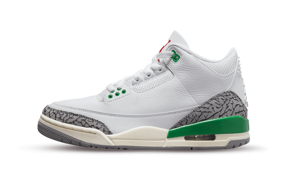 Air Jordan 3 Retro Lucky Green, White/Lucky Green/Varsity Red/Cement Grey/Sail (CK9246-136)