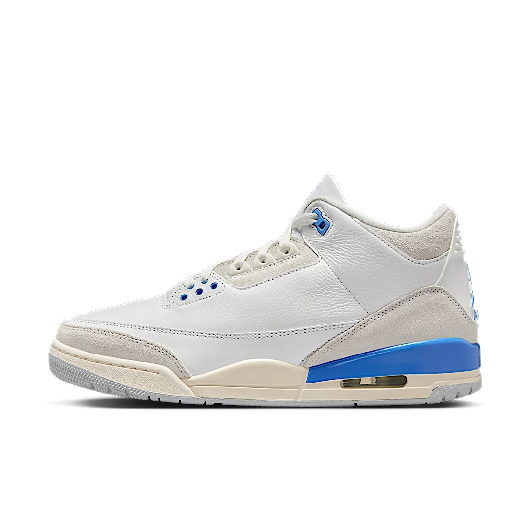 Air Jordan 3 Retro Lucky Shorts, Summit White/Hydrogen Blue-Legend Blue-Photon Dust-Pure Platinum-Sail (CT8532-101)