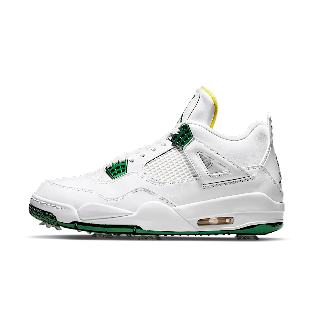 Air Jordan 4 Retro Golf Metallic Green, White/Metallic Green-Tour Yellow (CZ2439-100)