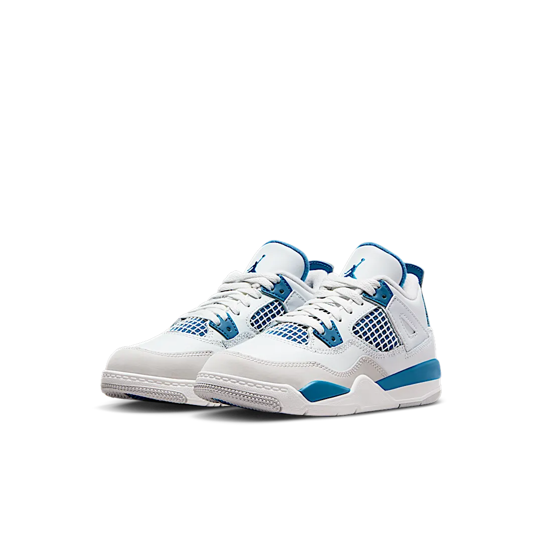 Air Jordan 4 Retro Military Blue (2024) (PS), Off-White/Military Blue/Neutral Grey (BQ7669-141)