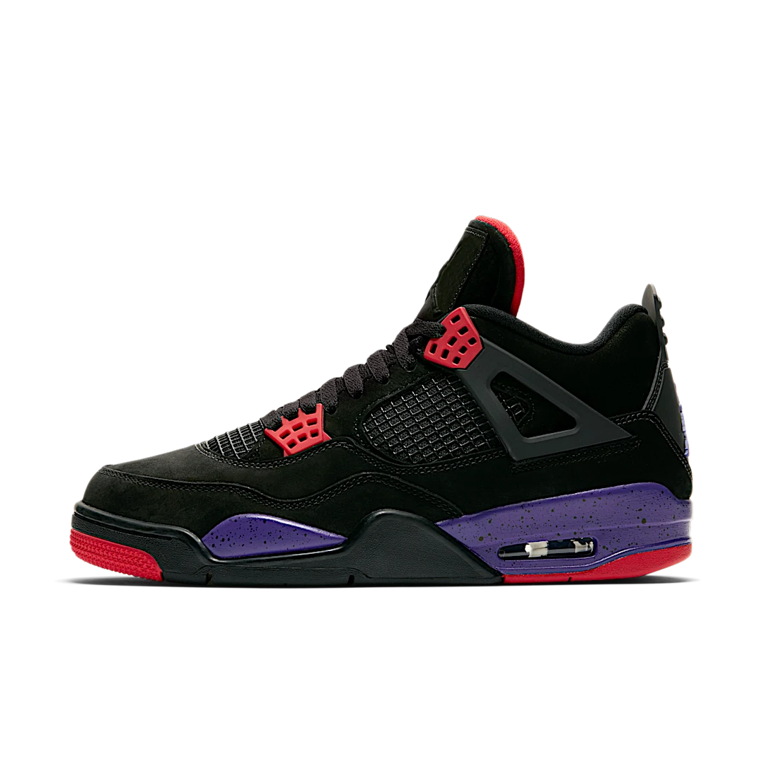 Air Jordan 4 Retro Raptors (2018), Black/Court Purple-University Red (AQ3816-065)