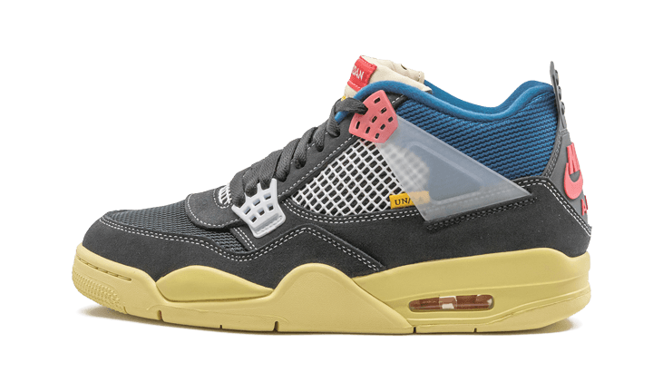 Air Jordan 4 Retro Union Off Noir, Off-Noir/Brigade Blue-Dark Smoke Grey-Light Fusion Red (DC9533-001)