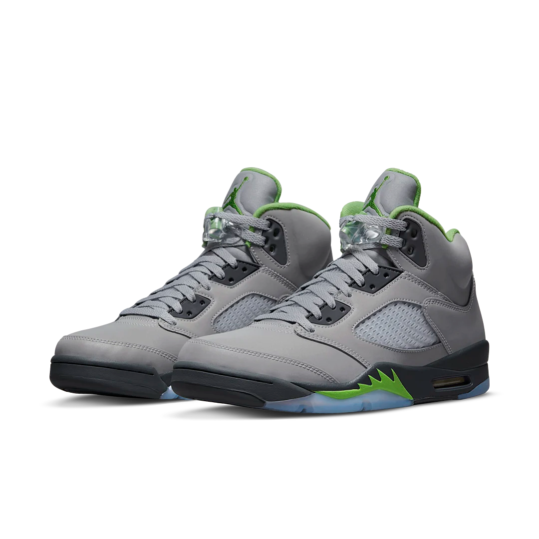 Air Jordan 5 Retro Green Bean (2022), Silver/Green Bean-Flint Grey (DM9014-003)