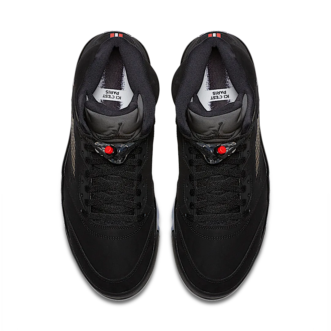 Air Jordan 5 Retro Paris Saint-Germain, Black/Challenge Red-White (AV9175-001)