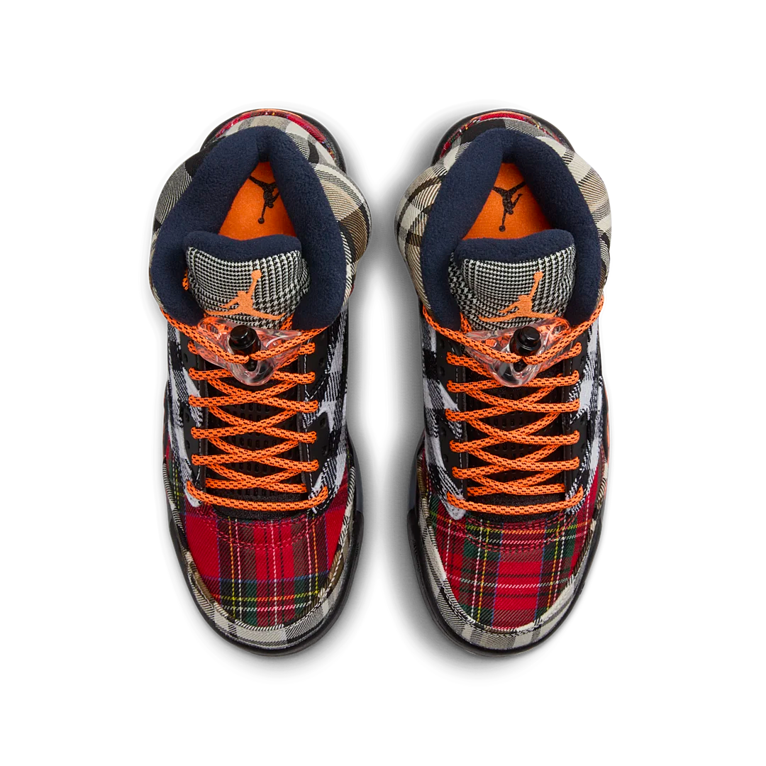 Air Jordan 5 Retro Plaid, Black/Total Orange/Dark Obsidian (FD4814-008)