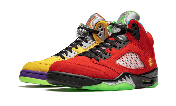 Air Jordan 5 Retro What The, Varsity Maize/Court Purple-Ghost Green-Solar Orange (CZ5725-700 / CZ6415-700)