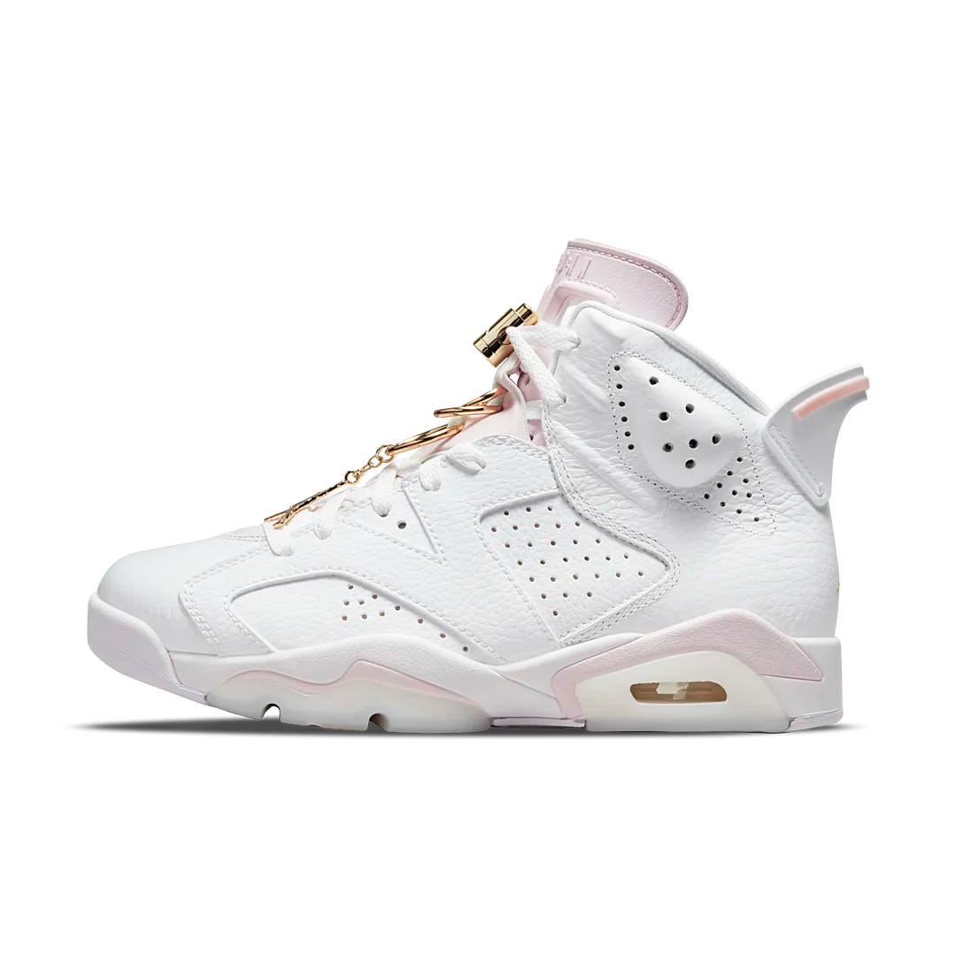 Air Jordan 6 Retro Gold Hoops, White/Sail-Metallic Gold-Barely Rose (DH9696-100)