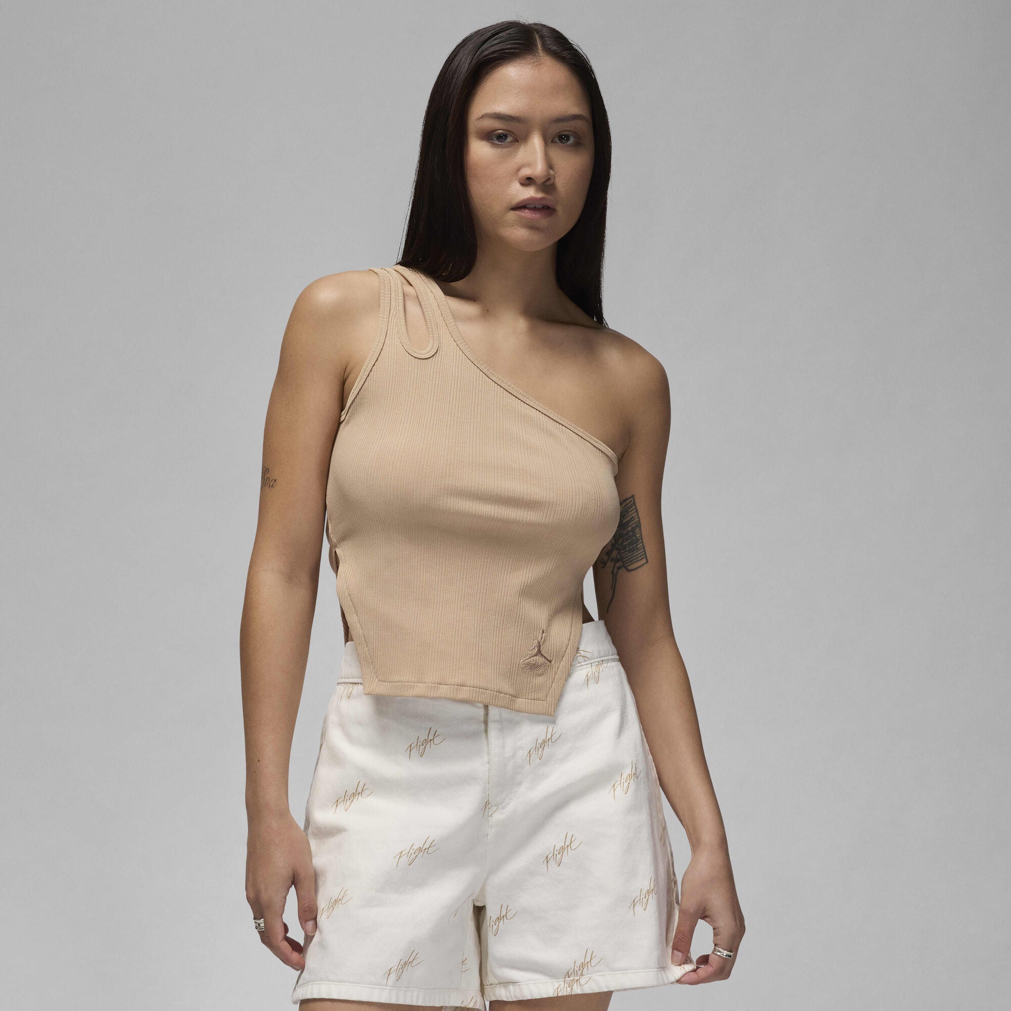 Air Jordan Asymmetrical Ribbed Tank Top Legend Medium Brown