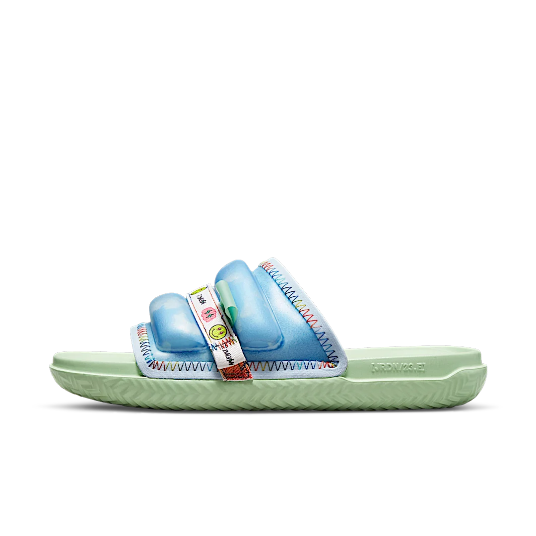 Air Jordan Super Play Slide J Balvin, Celestine Blue/Barely Green-Multi-Color (DR1330-413)