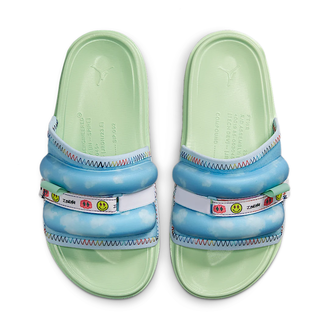 Air Jordan Super Play Slide J Balvin, Celestine Blue/Barely Green-Multi-Color (DR1330-413)