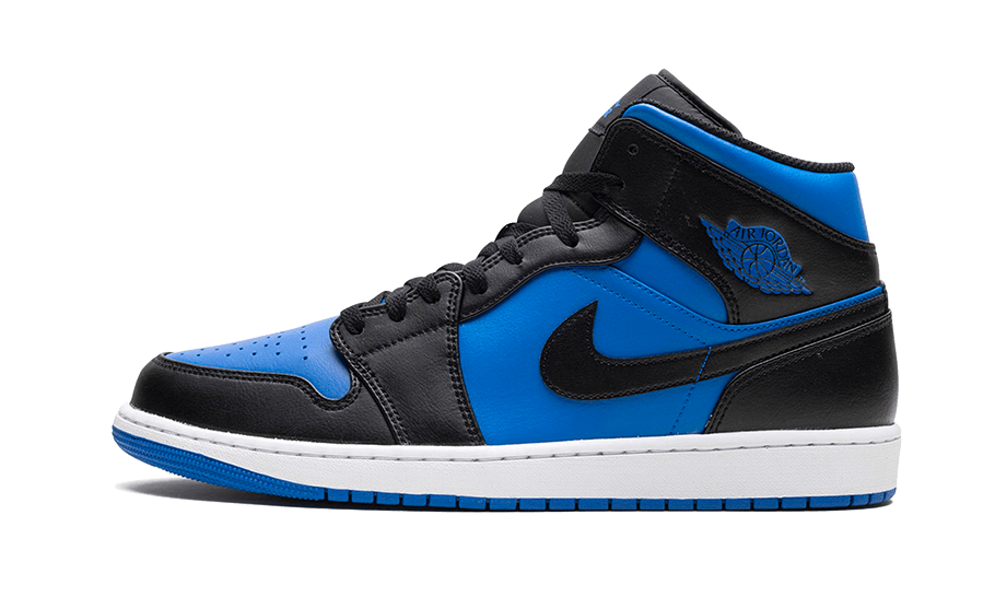 Air Jordan 1 Mid Black Royal Blue, Black/Black/White/Royal Blue (DQ8426-042 / DQ8423-042)