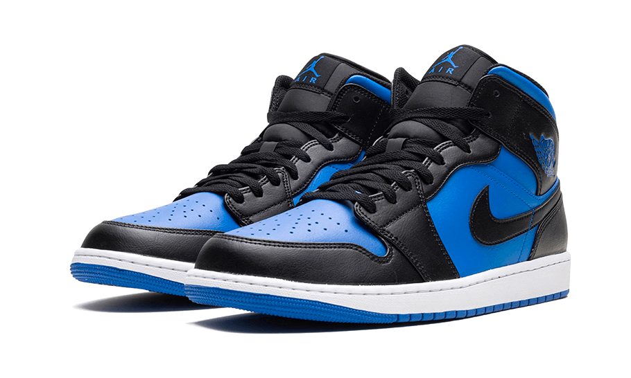 Air Jordan 1 Mid Black Royal Blue, Black/Black/White/Royal Blue (DQ8426-042 / DQ8423-042)