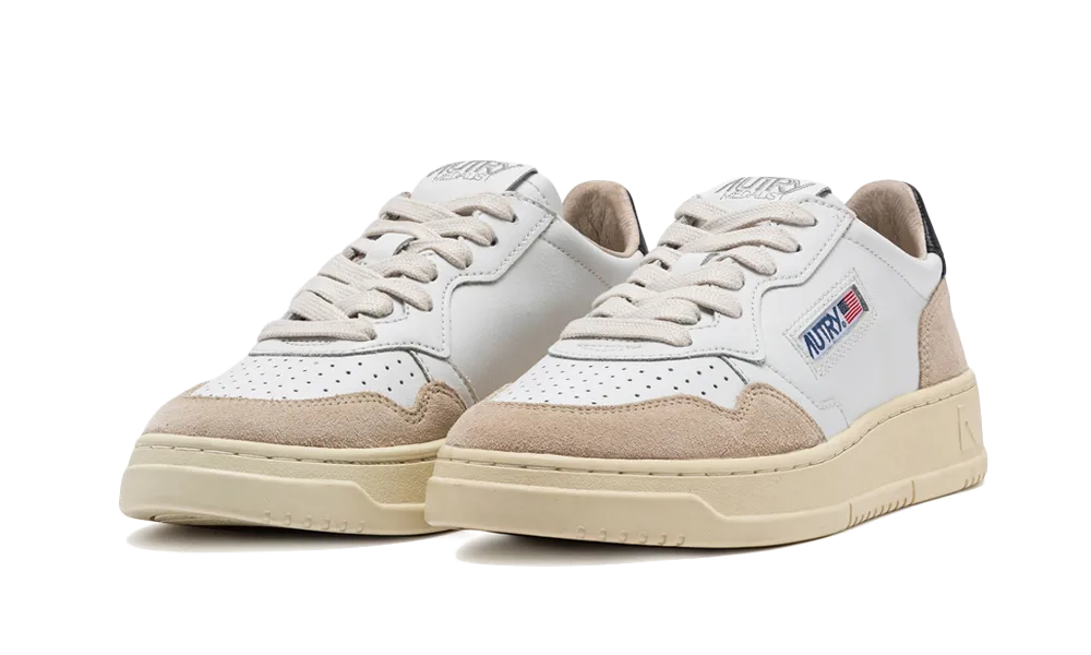 Autry Medalist Leather Low White Black Beige