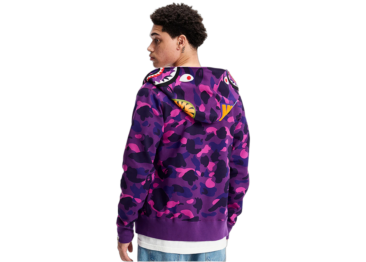 BAPE Color Camo Shark Full Zip Hoodie Purple